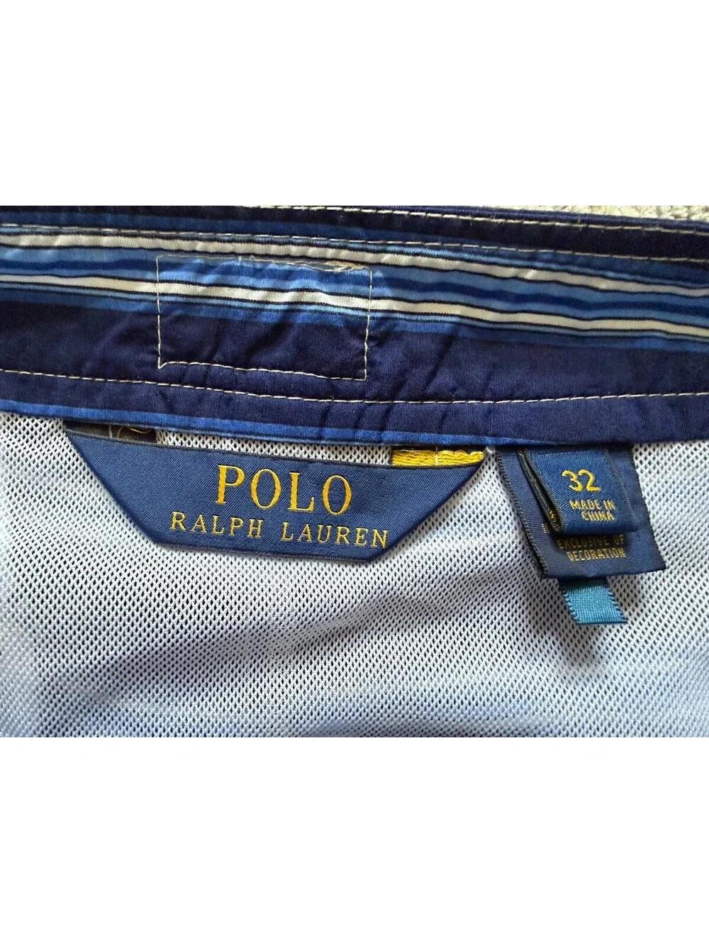 Polo Ralph Lauren Swim Trunks SZ 32 Blue Stripe Board Shorts